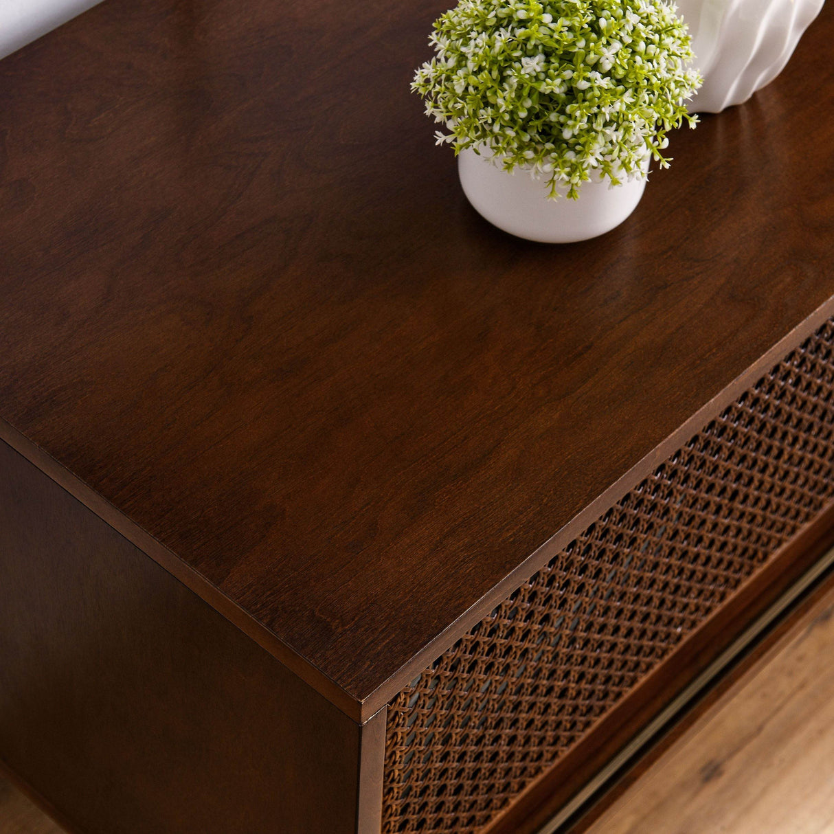 59-Inch Mid Century Modern Rattan TV Stand Cabinet - Sleep Galleria