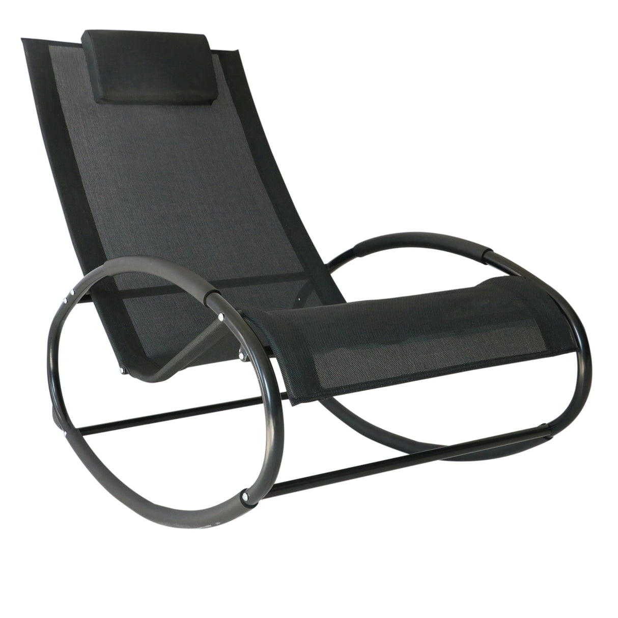 Outdoor Steel Rocking Pool Lounger With Pillow