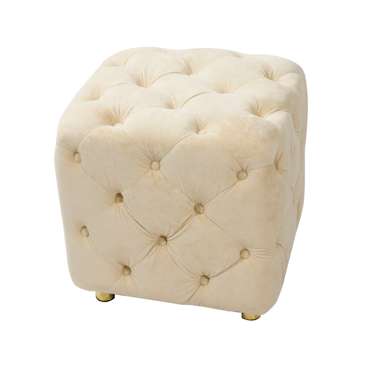 Beige Velvet Storage Ottoman With Concealed Compartment - Omega Lifestyles