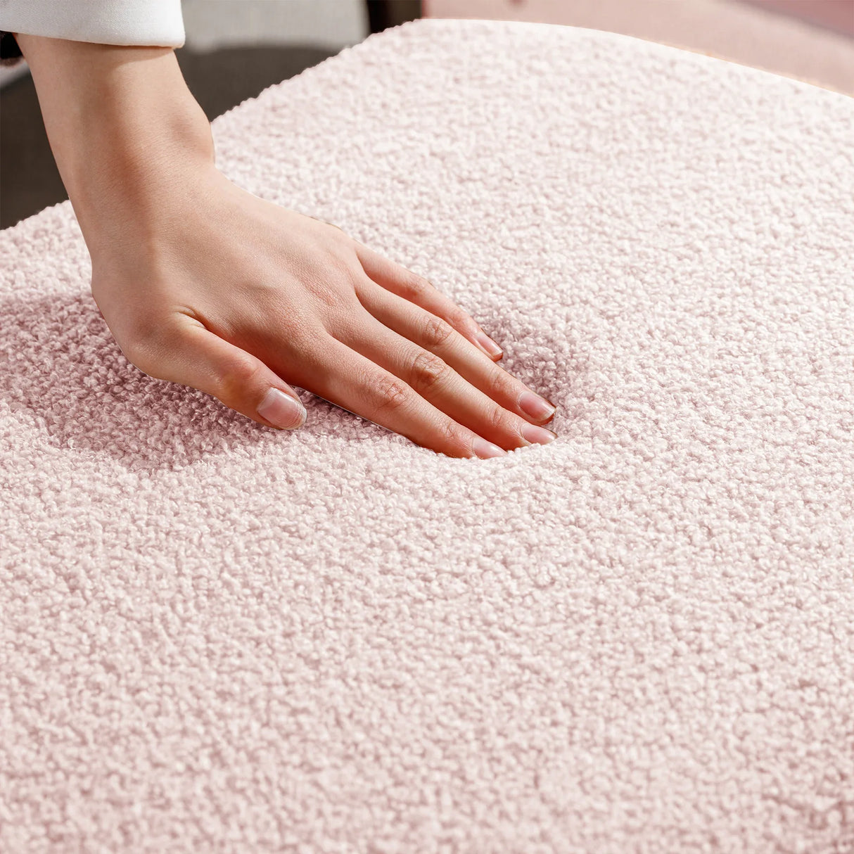 Pink Faux Fur Upholstered Storage Bench With Gold Legs - Omega Lifestyles