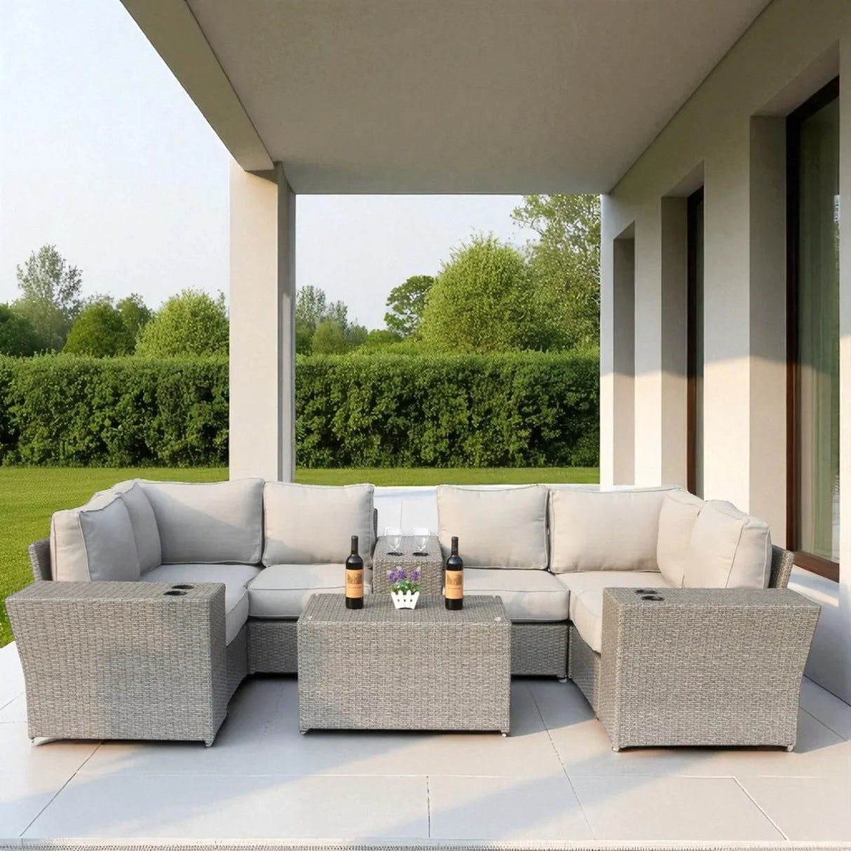 Winsford 10-Piece Outdoor Modular Wicker Sectional Set - Omega Lifestyles