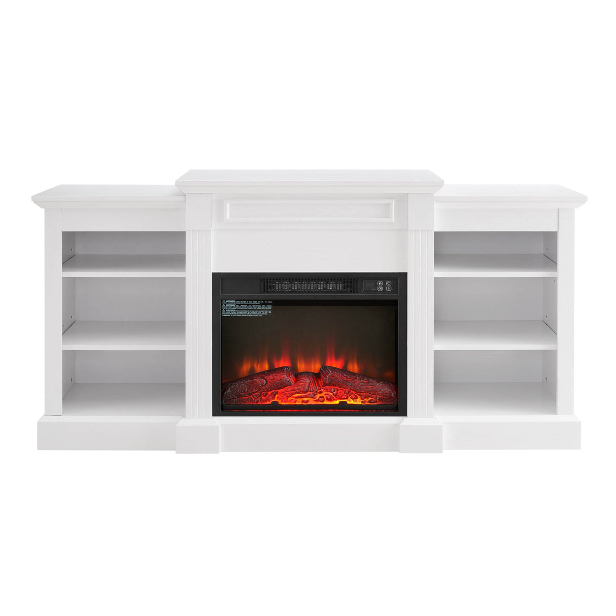 White Media Console Table With Fireplace Insert - Sleep Galleria