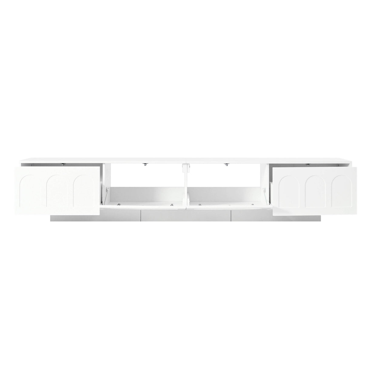 Smart LED White TV Stand With Storage Cabinets - Sleep Galleria