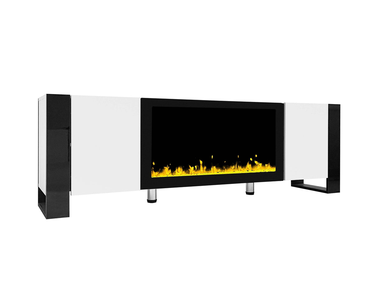 Modern White TV Stand With 34-Inch Electronic Fireplace - Sleep Galleria
