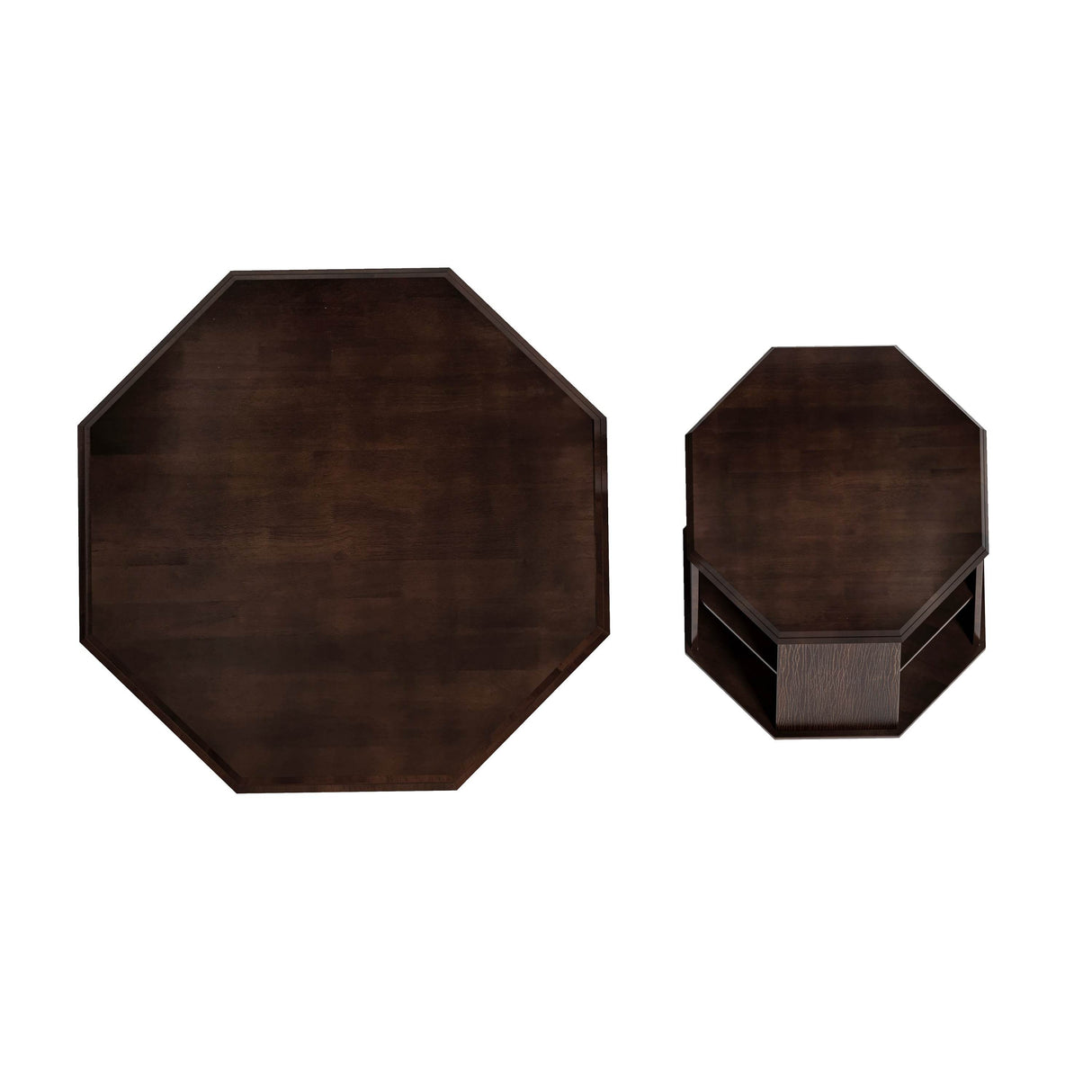 2-Piece Octagonal Black Walnut Rubber Wood Coffee Tables - Sleep Galleria