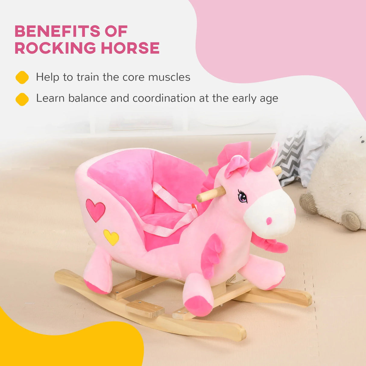 Plush Pink Toddler Rocking Unicorn With 32 Songs - Omega Lifestyles