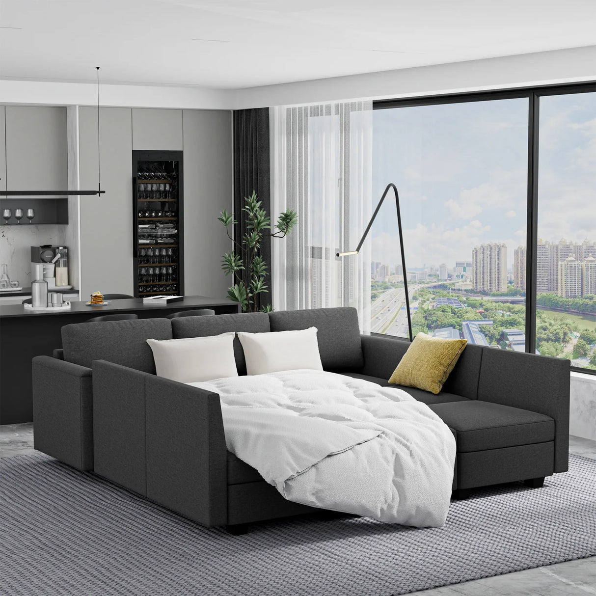 Modular 7-Seater U-Shaped Memory Foam Sectional Sofa - Omega Lifestyles