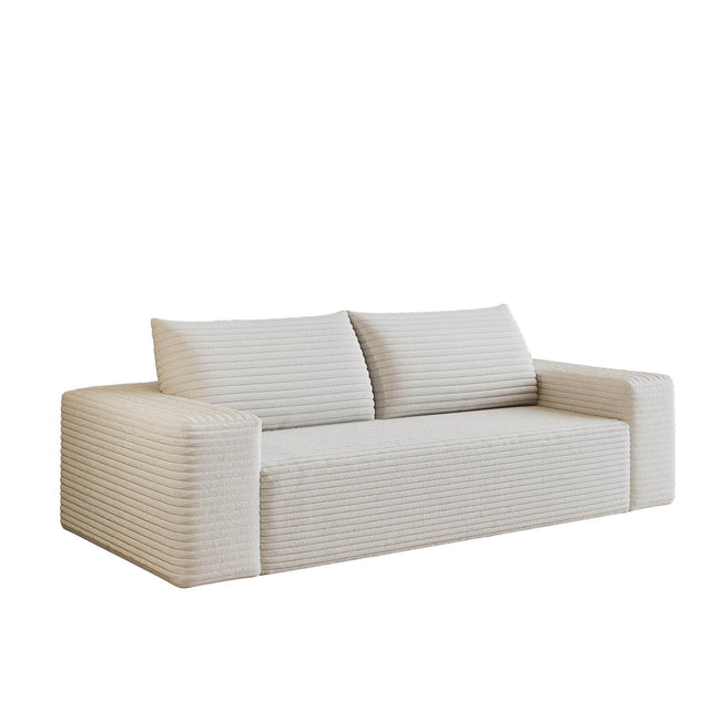 Modern White Fabric Foam High-Density Support Sofa - Omega Lifestyles