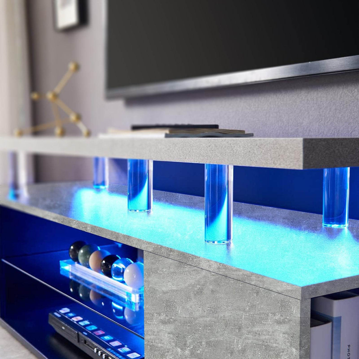 Modern Gray Engineered Wood Gaming TV Stand Console - Sleep Galleria