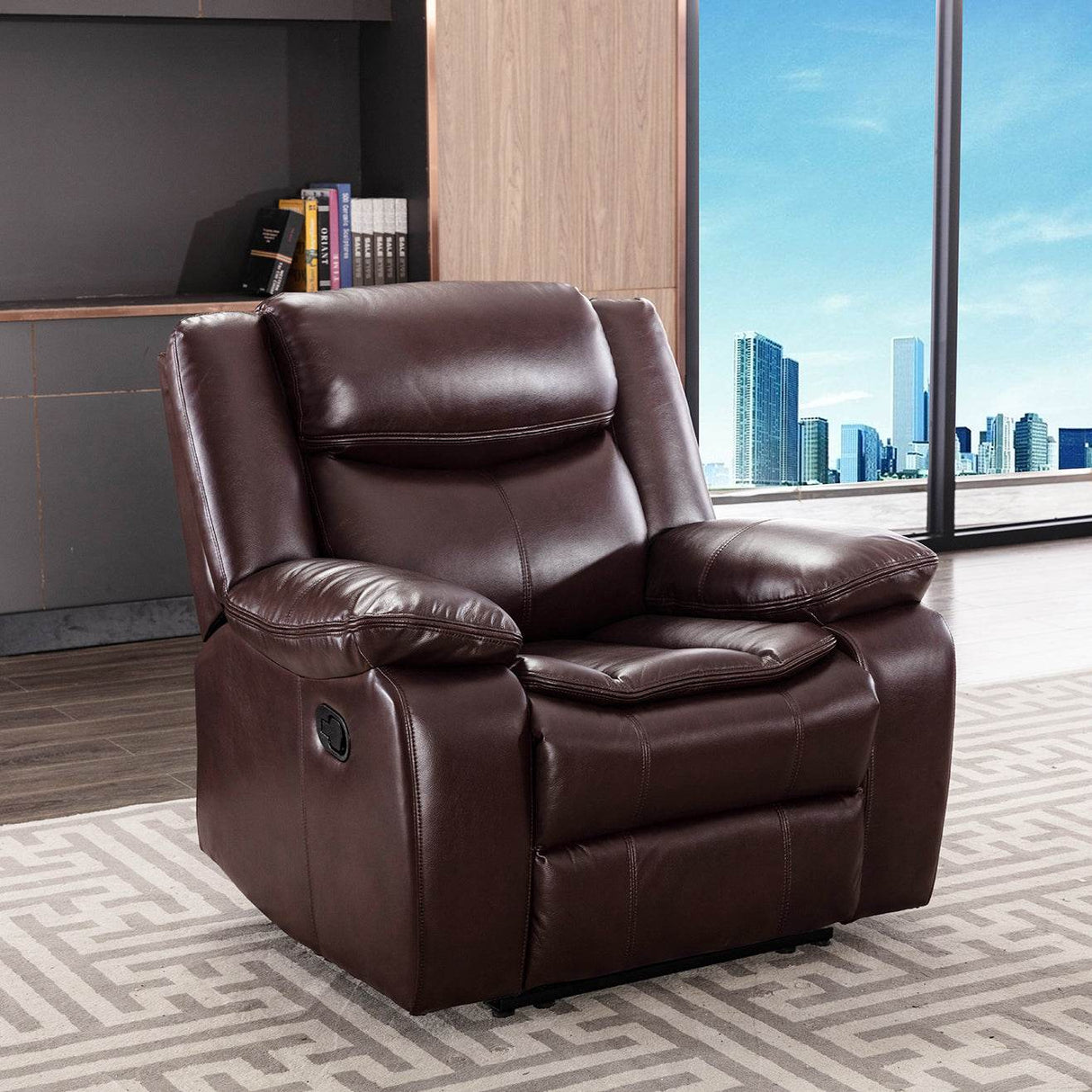 Breathable Leather Manual Reclining Sectional Sofa