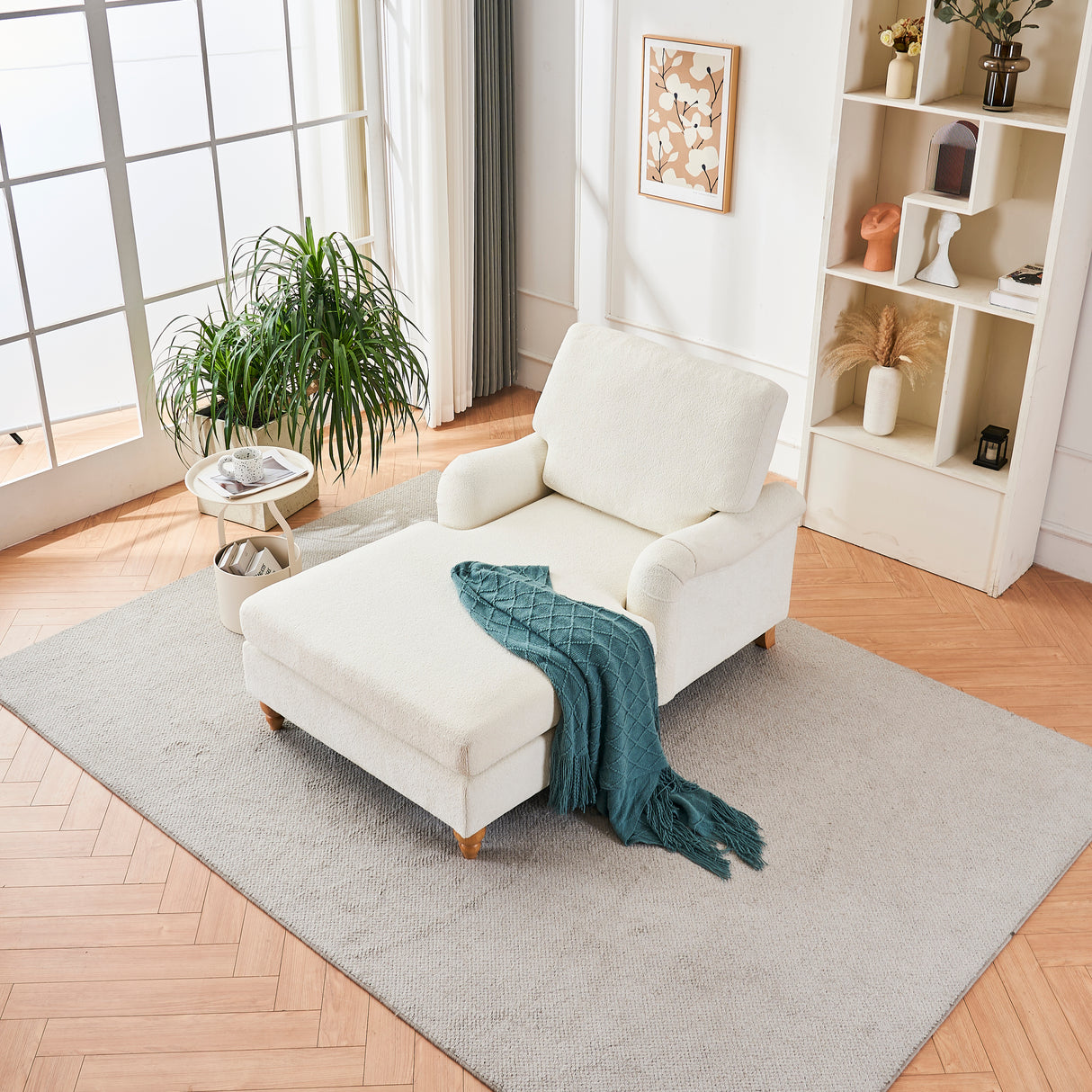 Medium Firm Chenille Upholstered Oversized Indoor Chaise Lounge