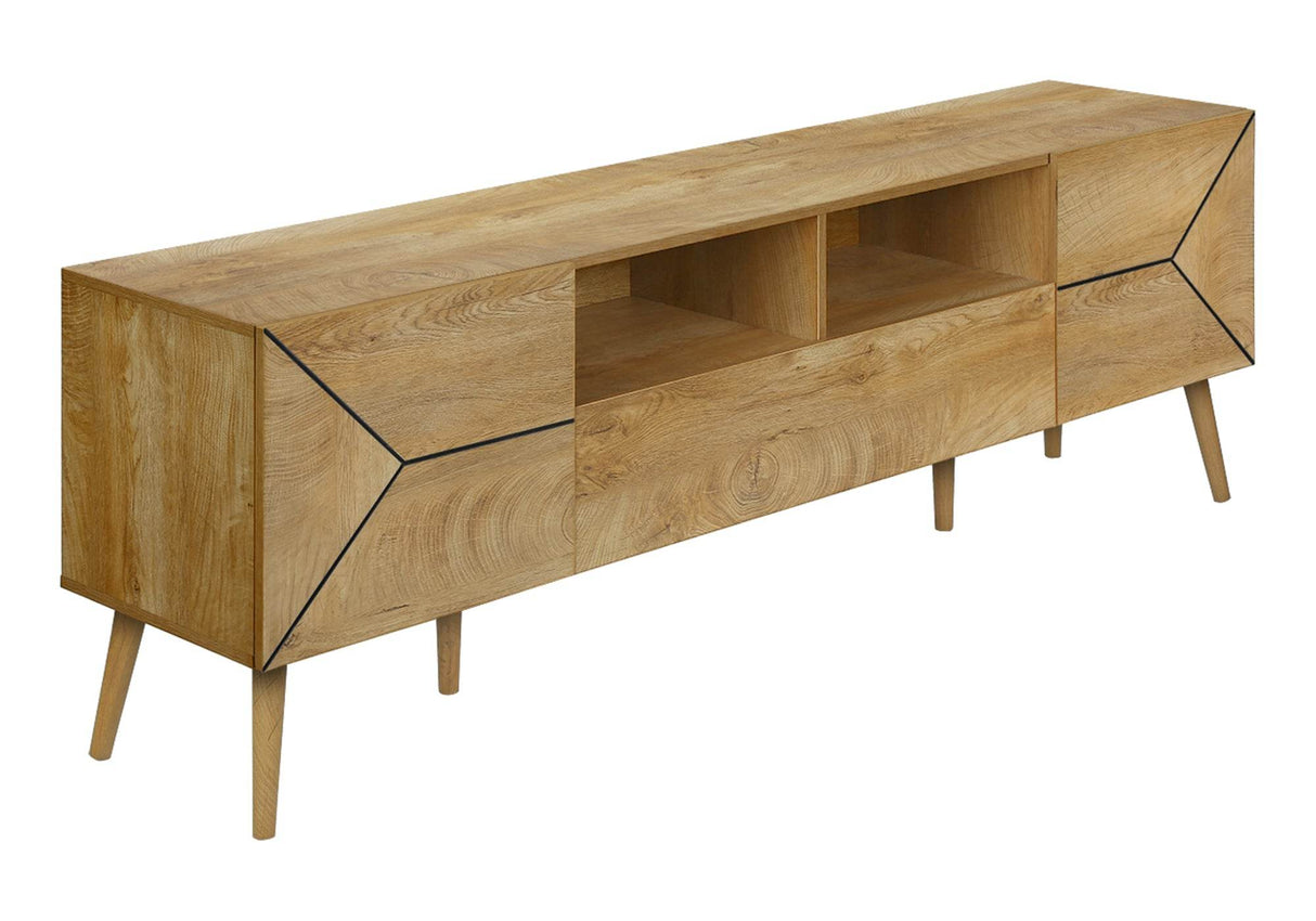 Mid Century Walnut Laminate 72-Inch TV Stand Console - Sleep Galleria