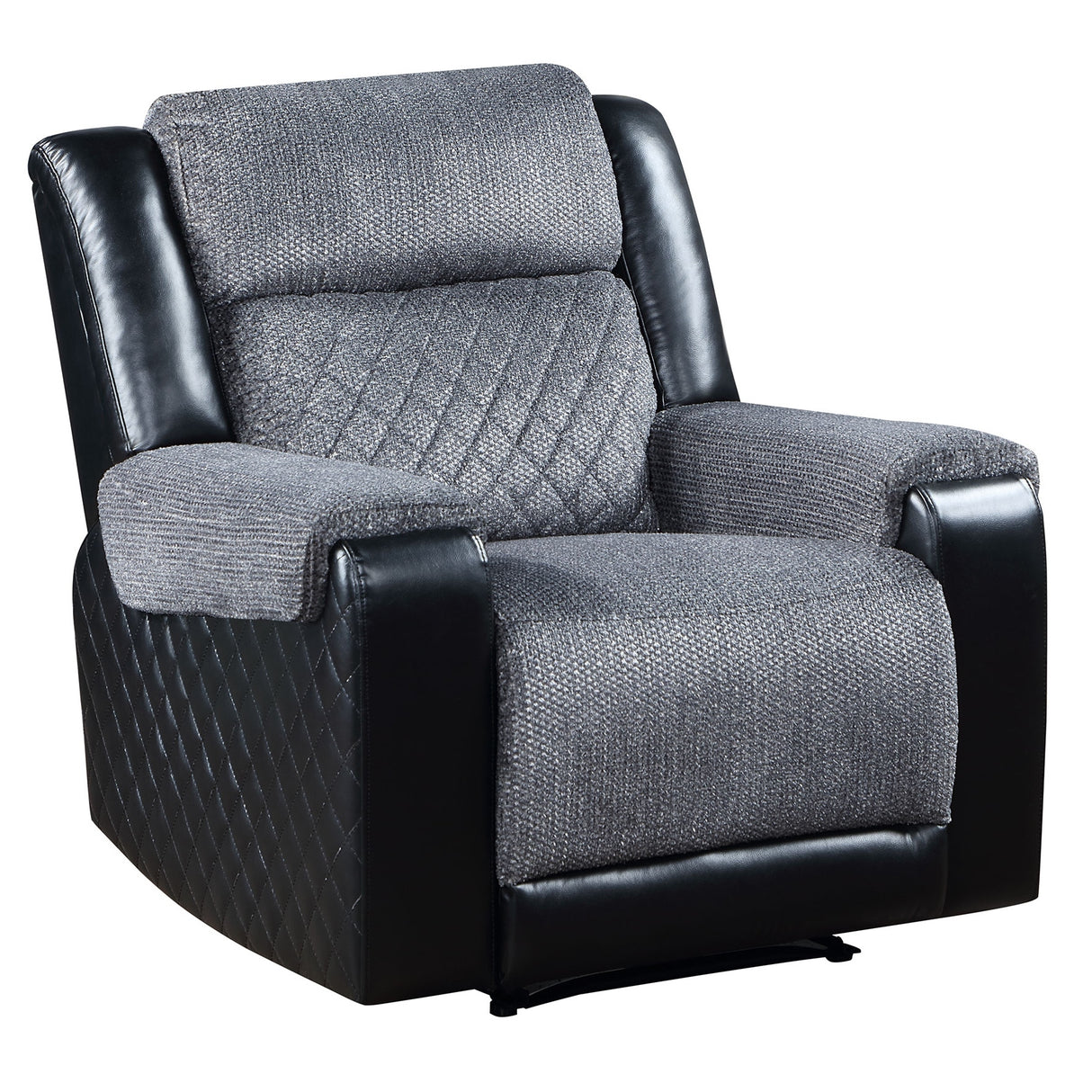 Two-Tone Gray Fabric Recliner Chair With Headrests