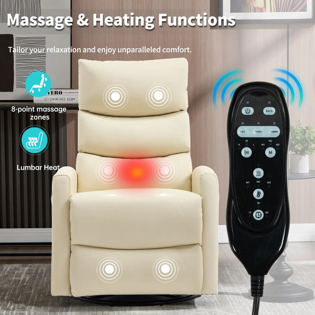 Heat Massage Recliner Chair With Swivel Rocker And Heating - Omega Lifestyles