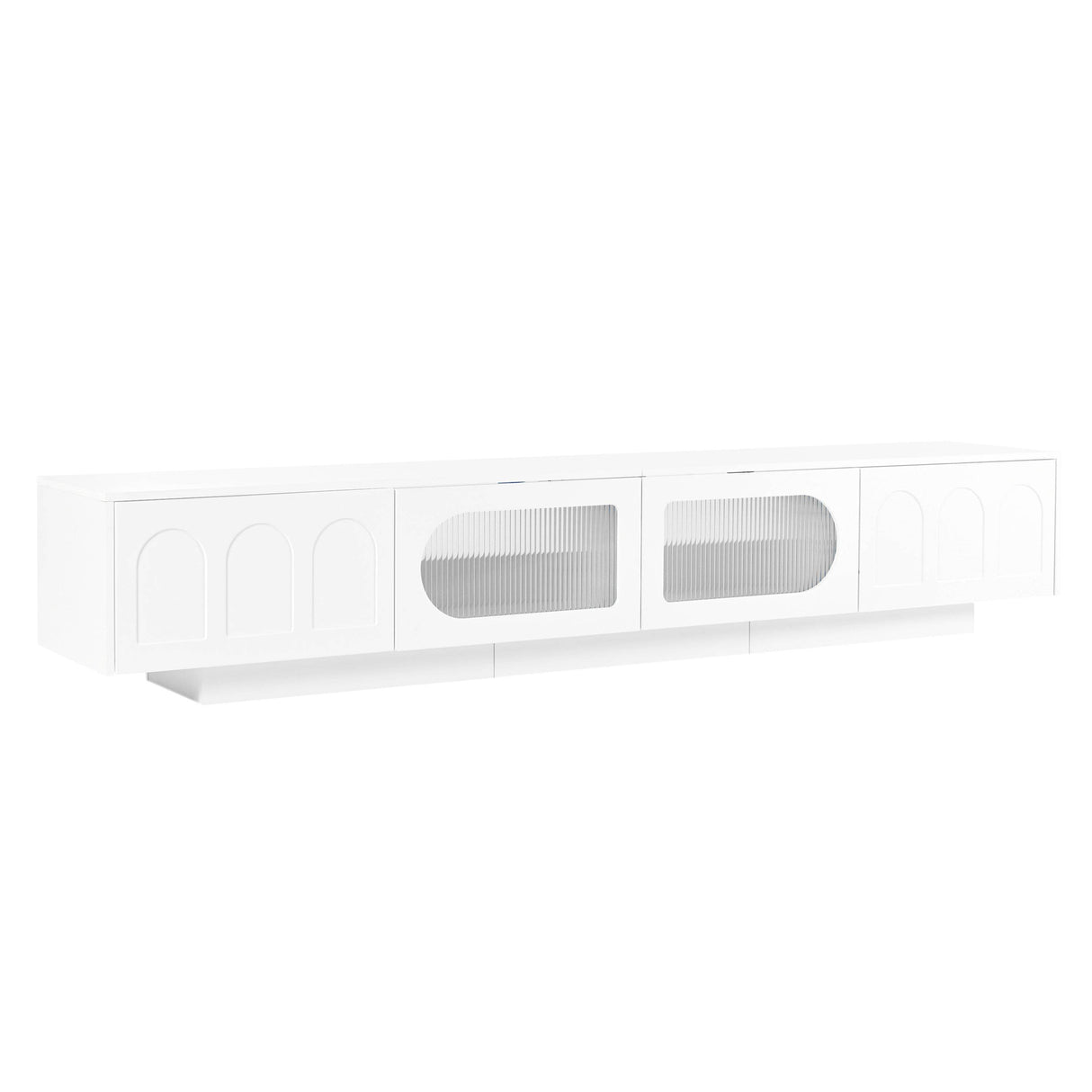 Smart LED White TV Stand With Storage Cabinets - Sleep Galleria