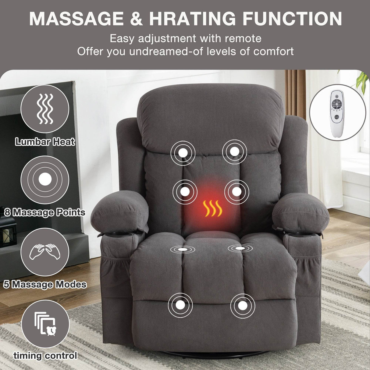 Soft Velvet Manual Swinging Massage Recliner Chair - Omega Lifestyles