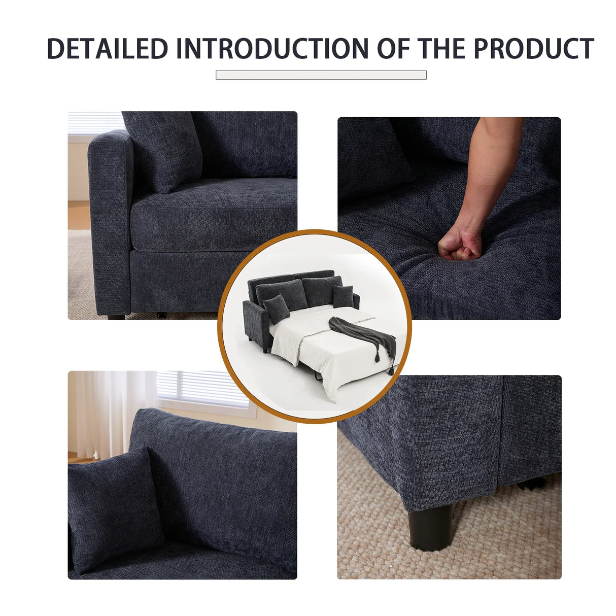 Modern Convertible Sleeper Sofa Bed With Memory Foam Mattress - Omega Lifestyles