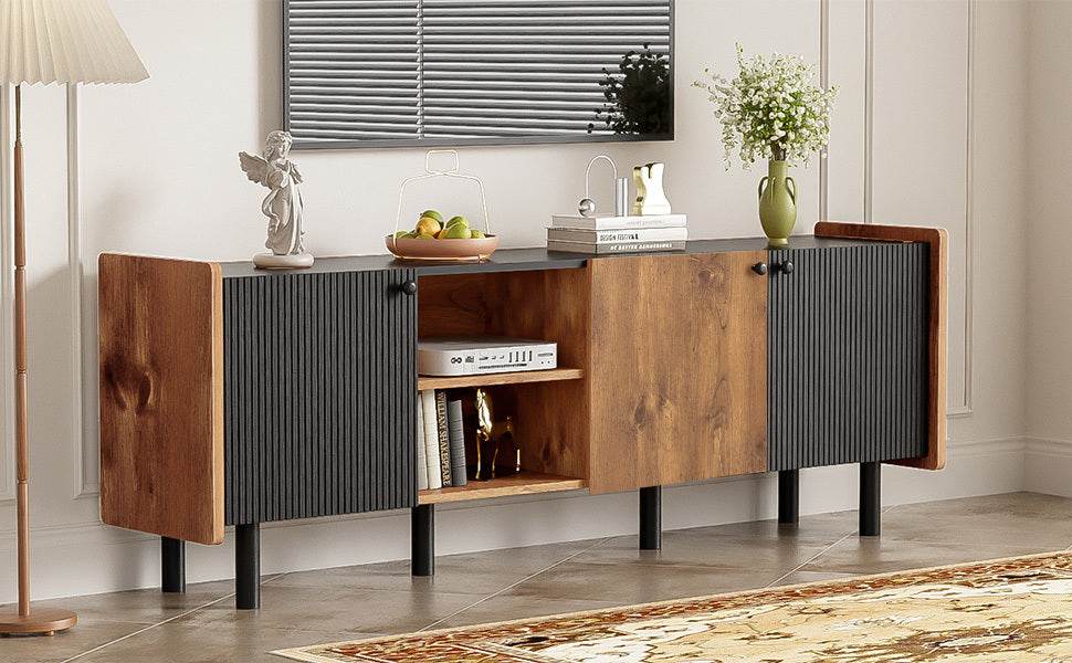 Mid Century Modern TV Stand With Storage Cabinets - Sleep Galleria