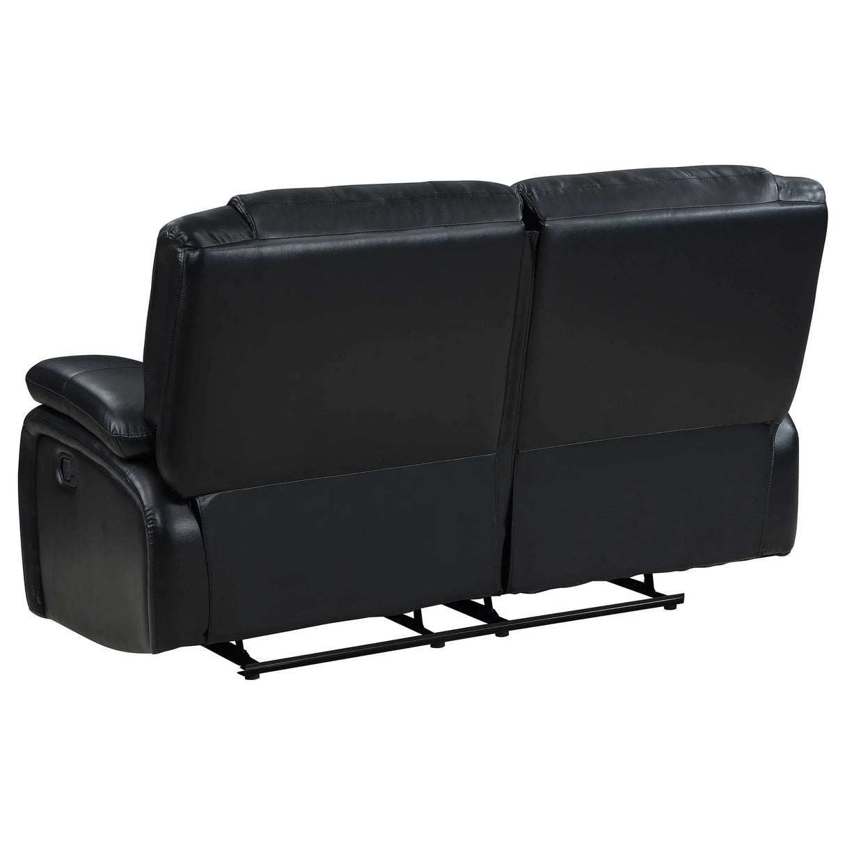 Black Upholstered Manual Reclining Loveseat With Pillow Arms - Omega Lifestyles
