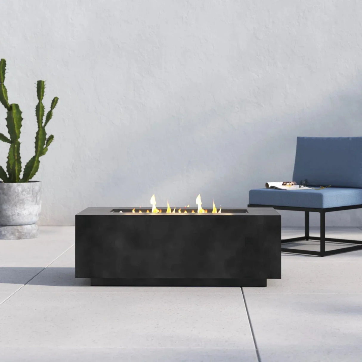 Modern Concrete Weather-Resistant Propane Outdoor Fire Pit Table - Omega Lifestyles