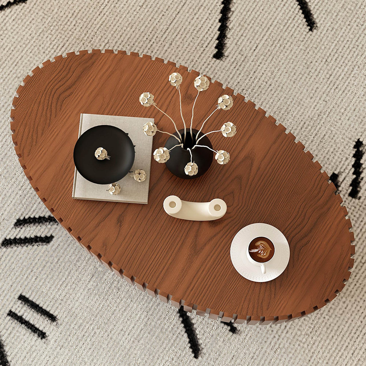 Modern Handcrafted Oval Pedestal MDF Coffee Table - Sleep Galleria