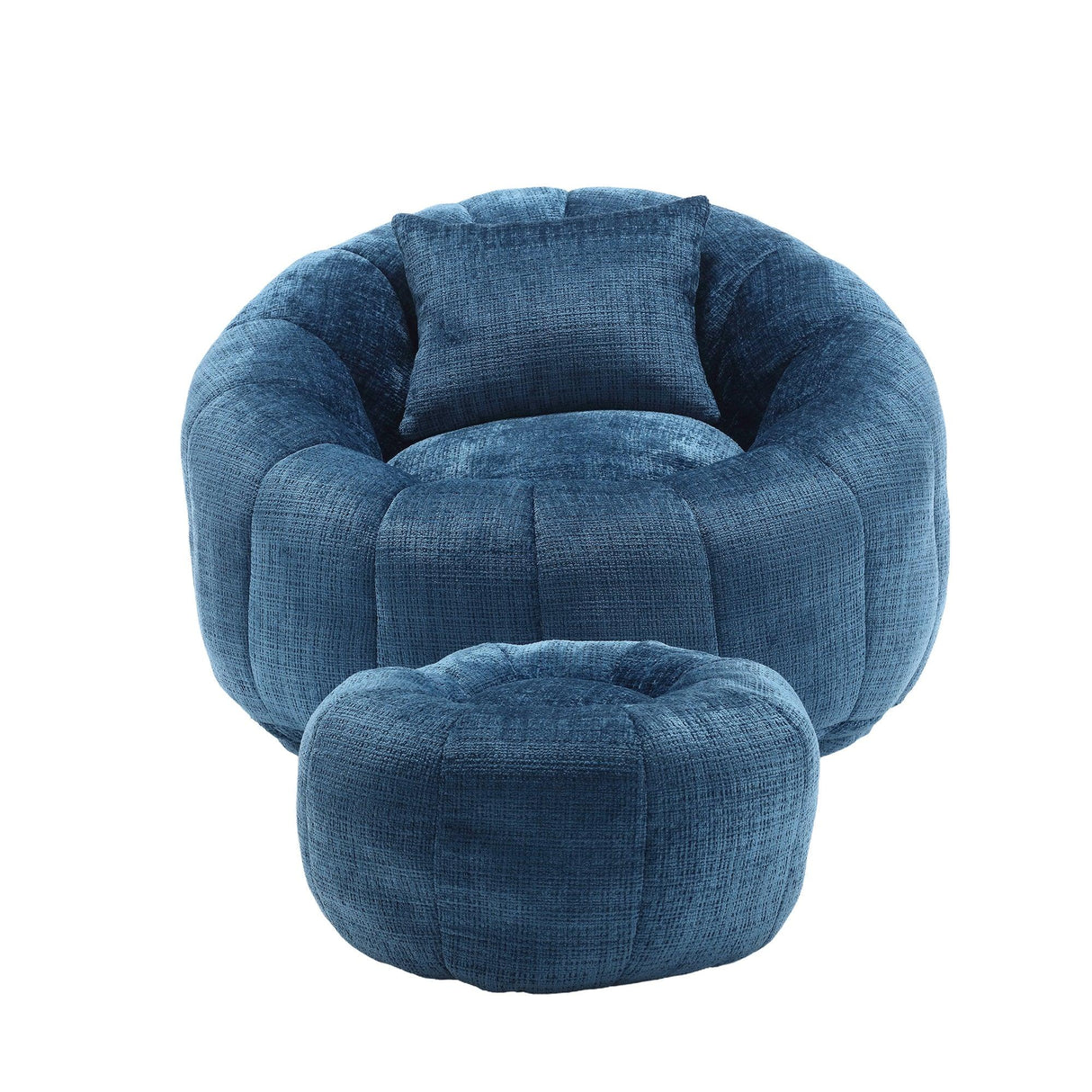 Chenille Foam Filled Ergonomic Round Chair With Ottoman - Omega Lifestyles