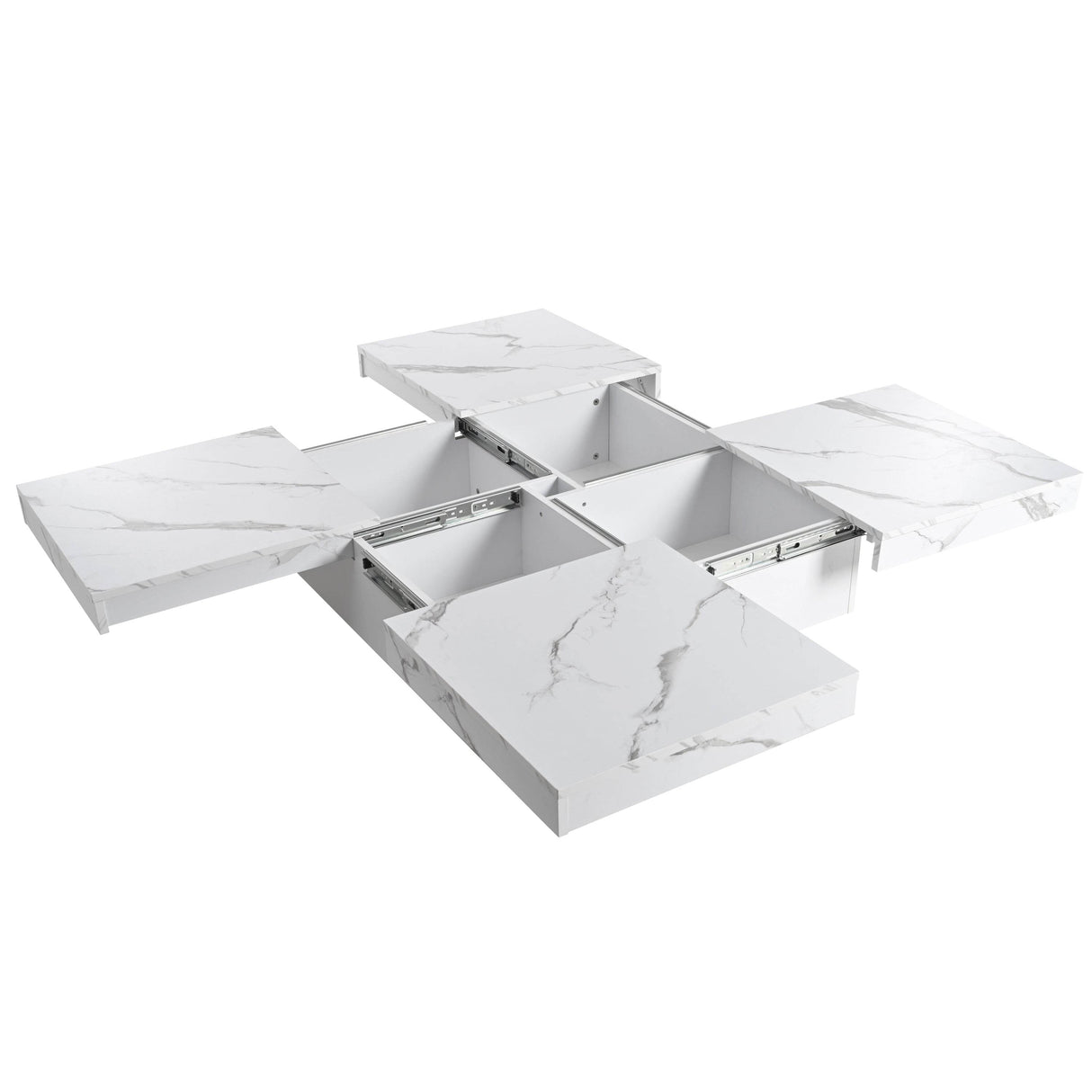 Square Marble Veneer Sliding Top Storage Coffee Table - Sleep Galleria