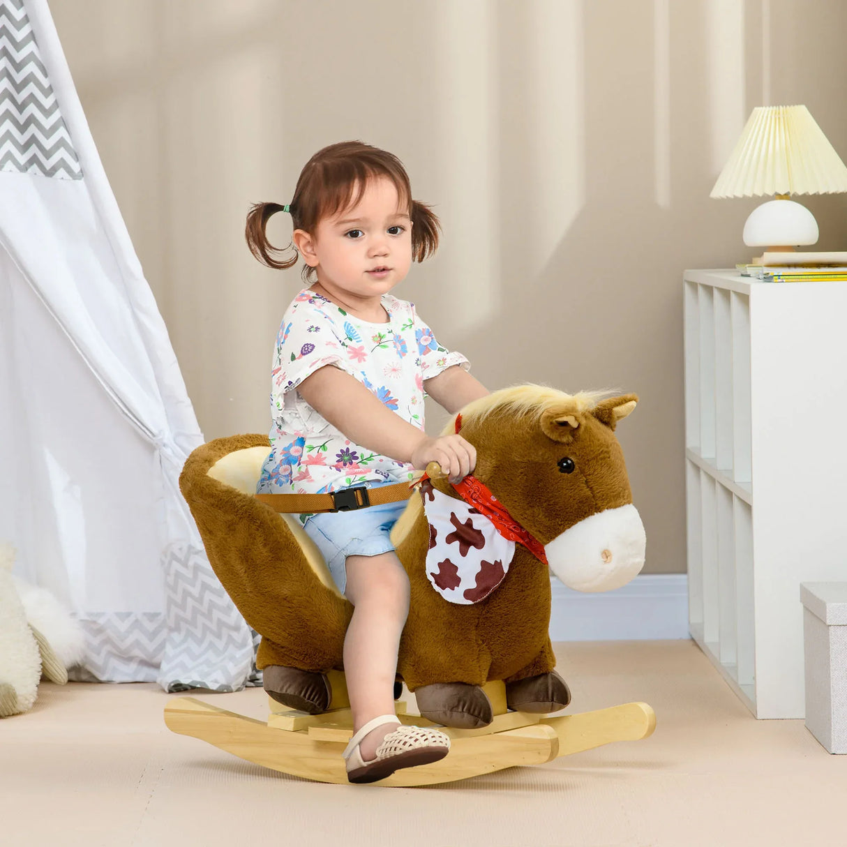 Wooden Baby Rocking Horse With Realistic Sounds - Omega Lifestyles