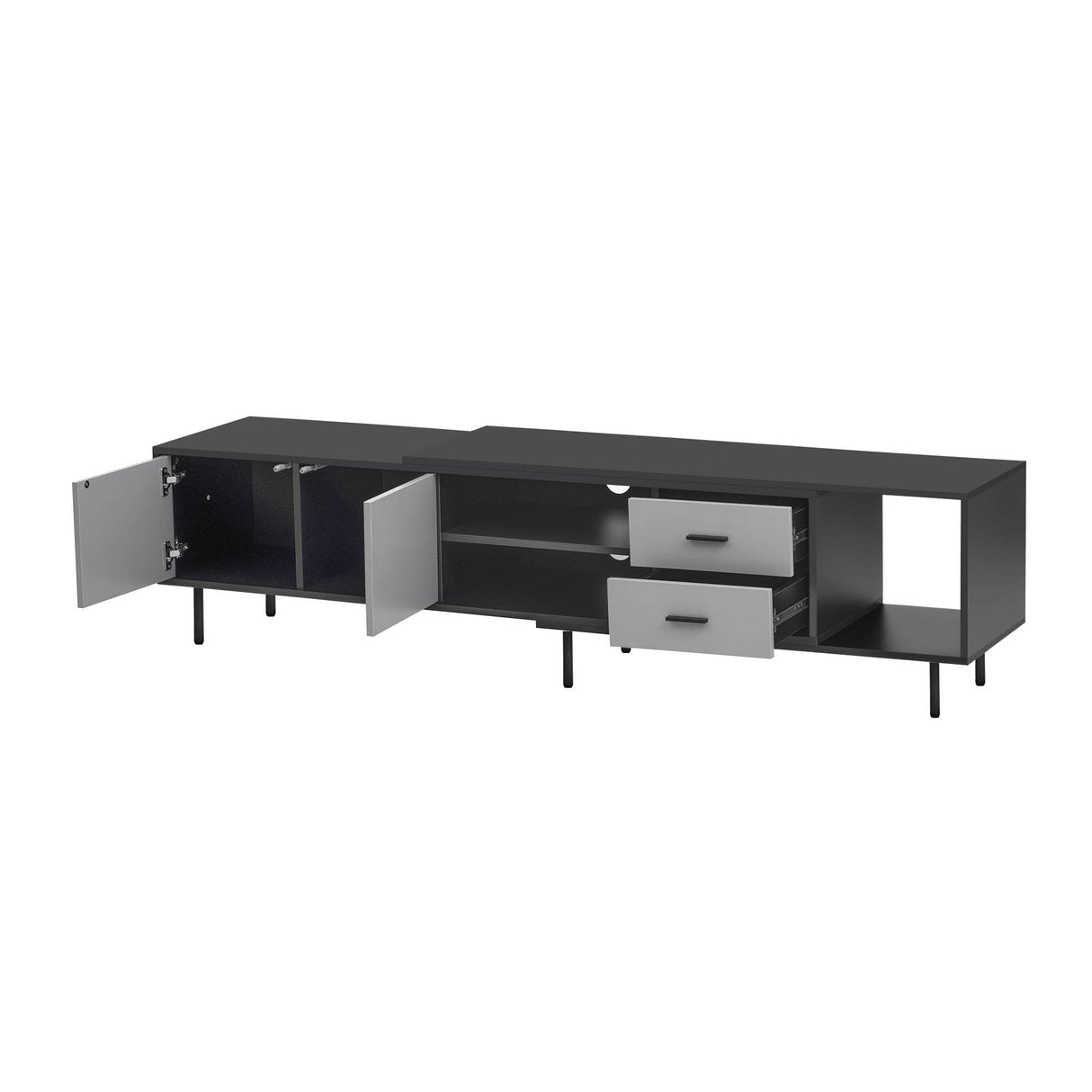 Modern Minimalist Black Grey MDF TV Stand - Sleep Galleria