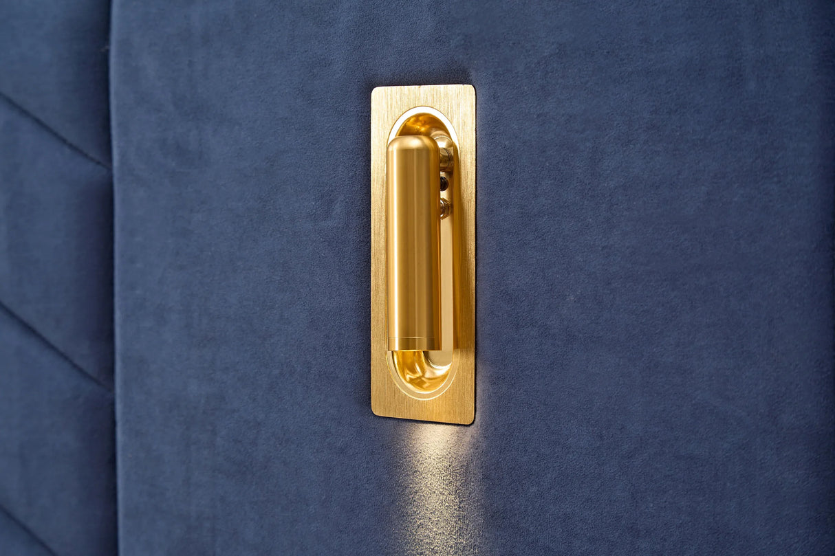 King Velvet Upholstered Bed Frame With LED Lights - Omega Lifestyles