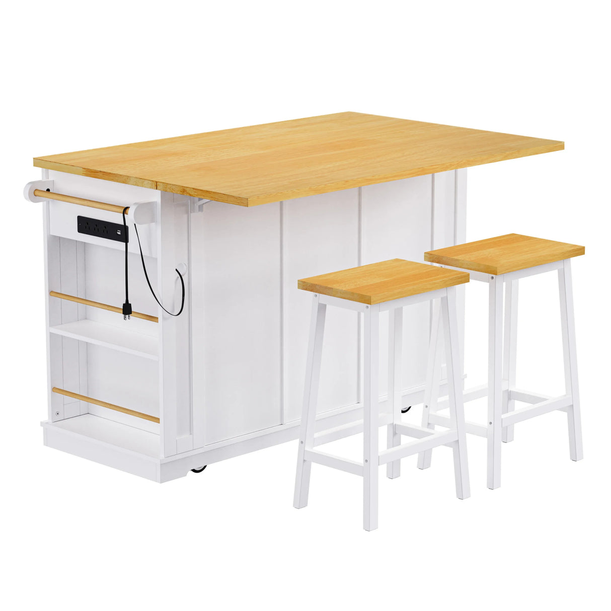 53-Inch Mobile Kitchen Island Set With Storage Drawers - Omega Lifestyles