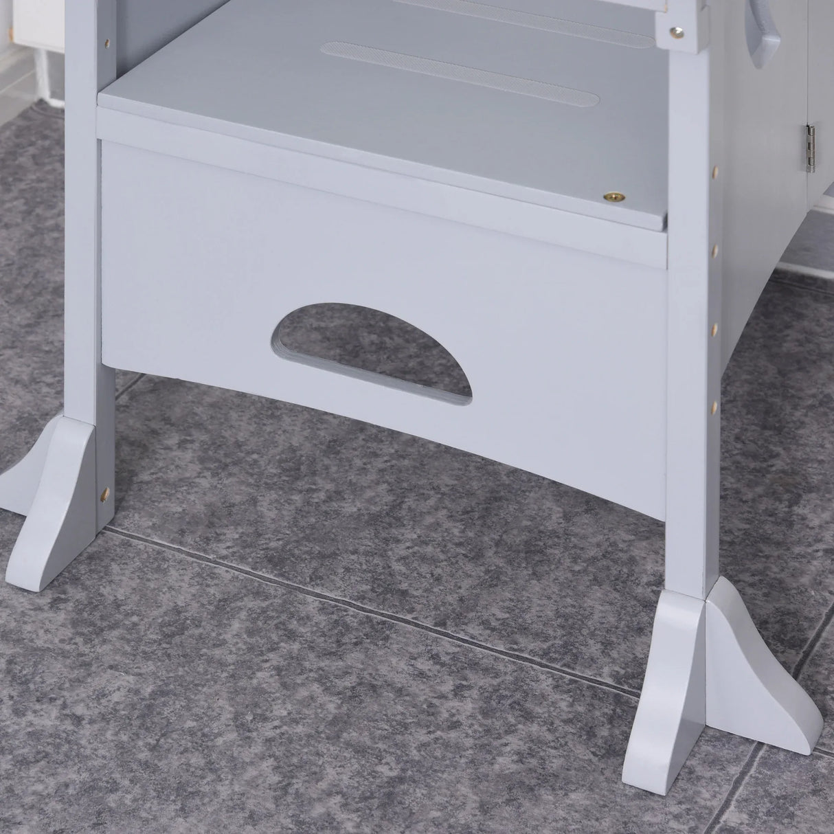 Foldable Wooden Kids Kitchen Step Stool With Safety Rail - Omega Lifestyles