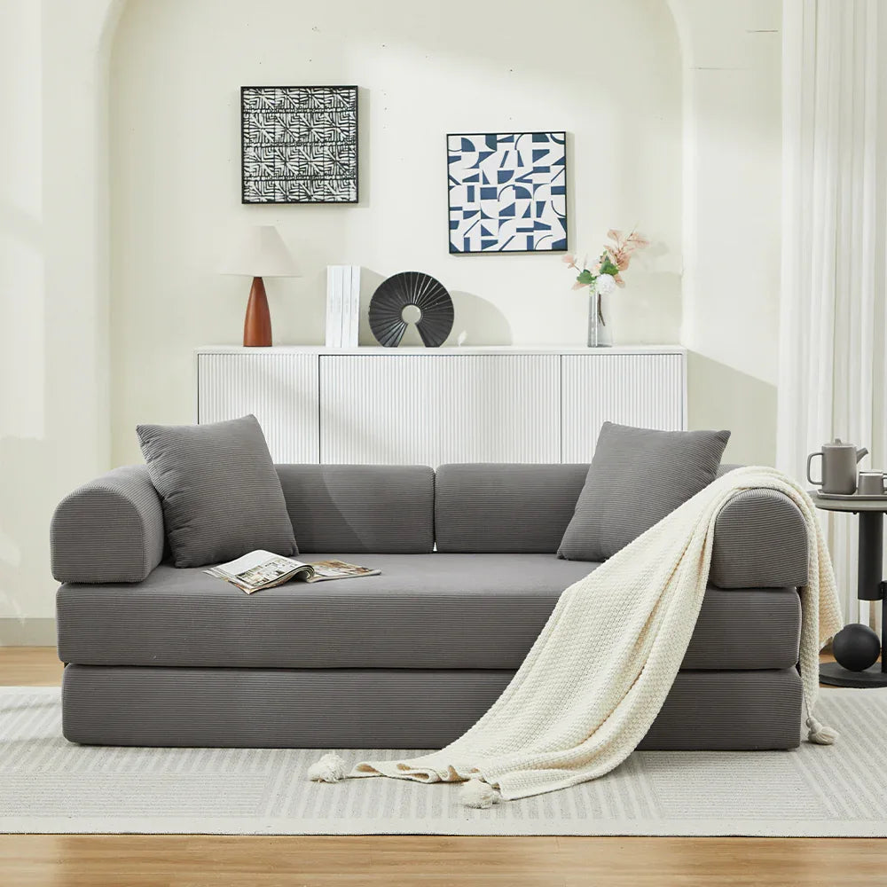 Corduroy Folding Sofa Bed With Foam Spring Mattress - Omega Lifestyles