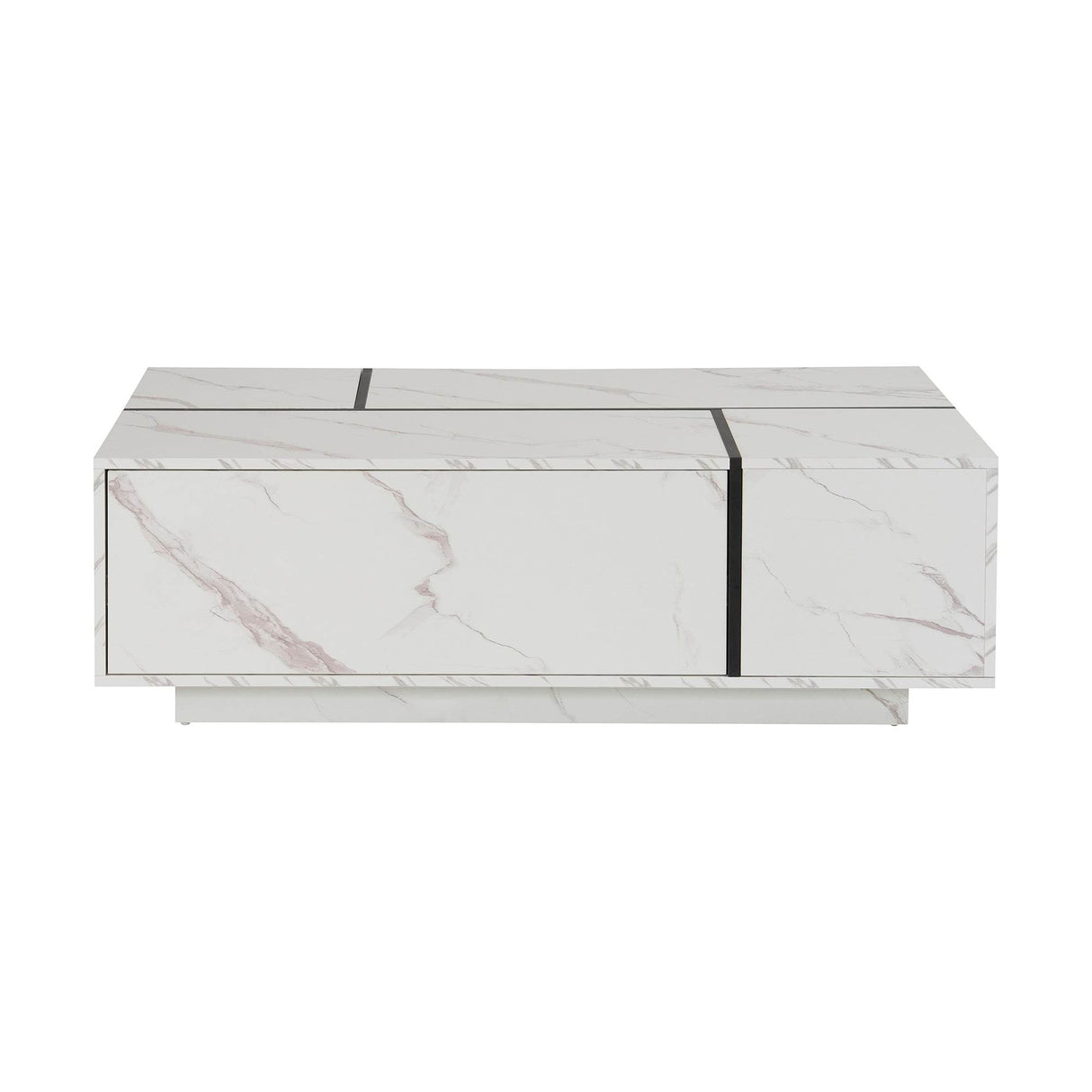 Modern White MDF Sliding Top Coffee Table With Storage - Sleep Galleria