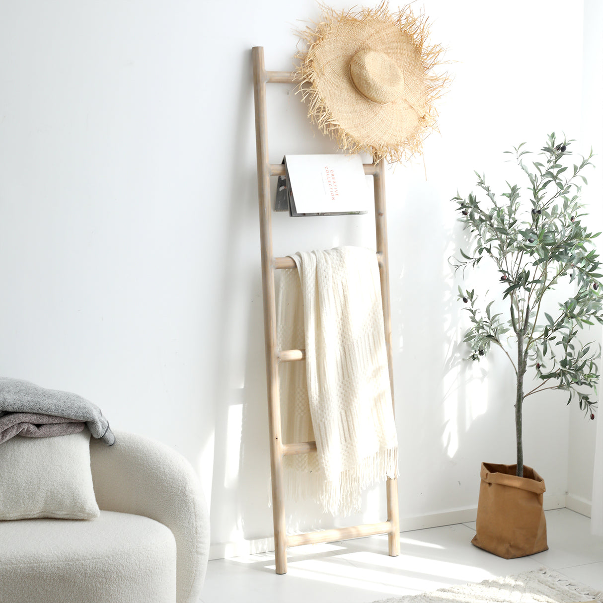 Solid Wood 6-Foot Fully Assembled Blanket Ladder