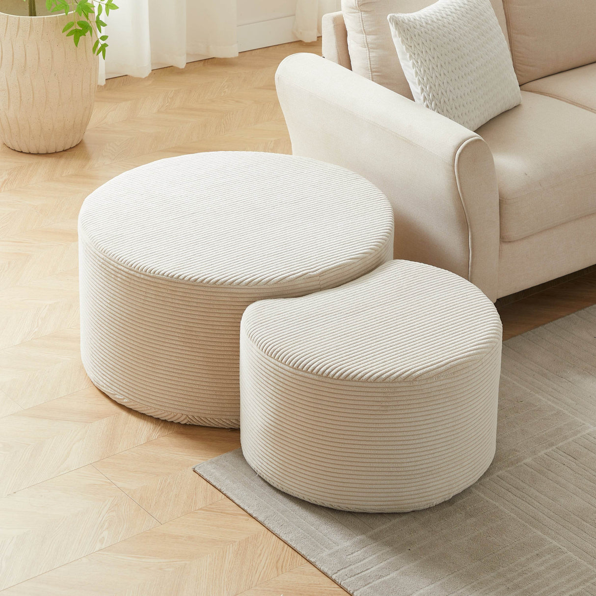 Set of 2 Upholstered Foam Ottoman Coffee Tables - Sleep Galleria
