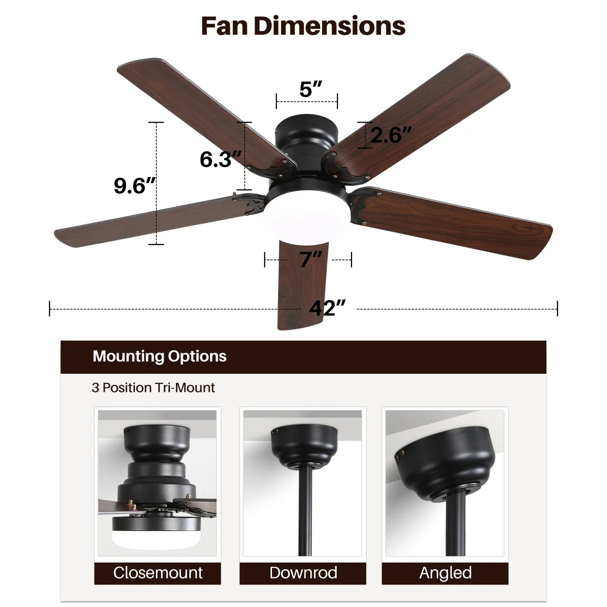 42-Inch Modern Ceiling Fan With Remote Control - Omega Lifestyles