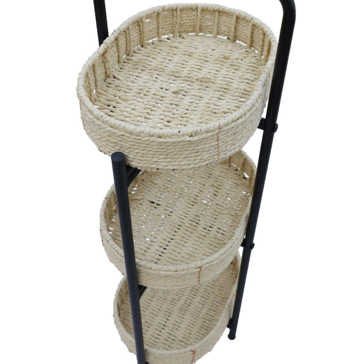 Farmhouse 3-Tier Handwoven Paper Rope Side Table - Omega Lifestyles