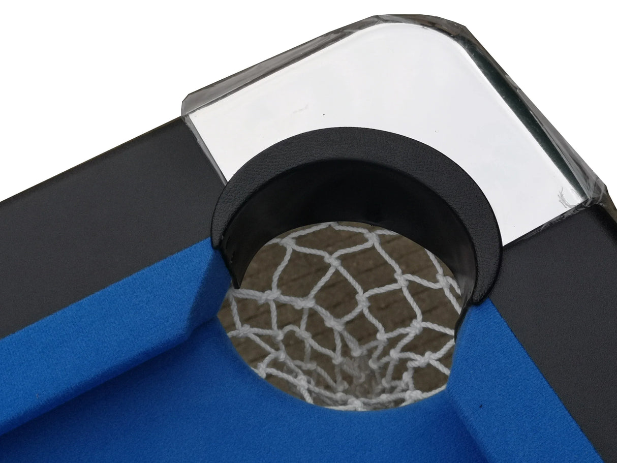 Foldable Indoor Black Blue Pool Table With Accessories - Omega Lifestyles