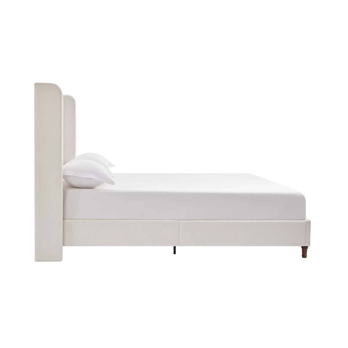 King Contemporary Cream Chenille Upholstered Bed Frame - Omega Lifestyles