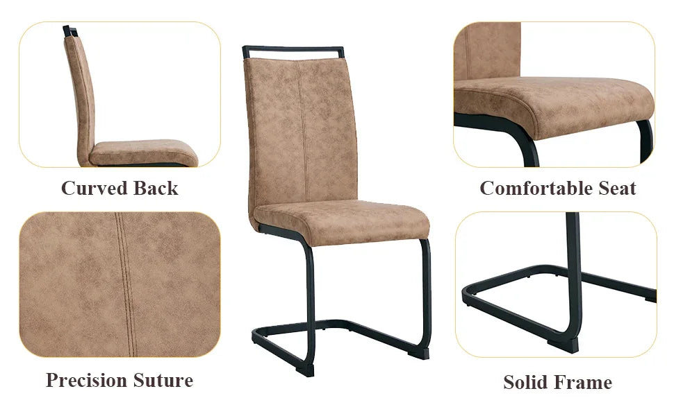 Wood-Textured MDF Dining Table Set With 4 Fabric Chairs - Omega Lifestyles