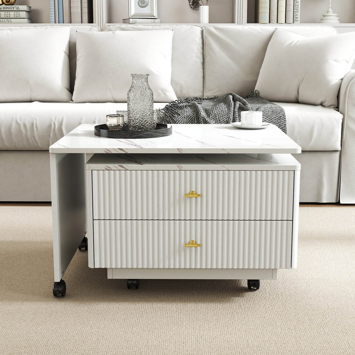 Extendable Swivel Square Coffee Table With Storage Drawers - Sleep Galleria