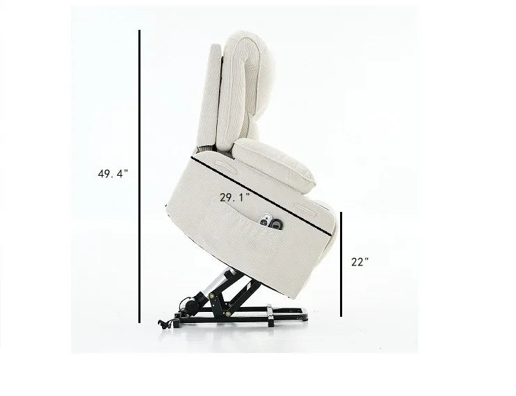 Ivory Remote-Controlled Heated Massage Assistive Recliner - Omega Lifestyles