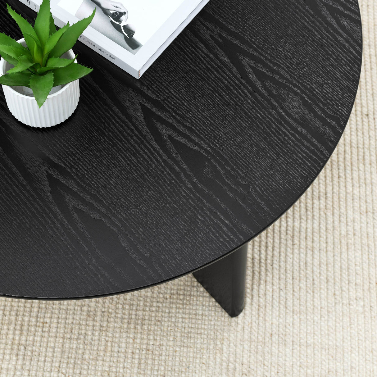 36-Inch Round Black Modern Wood Coffee Table - Sleep Galleria