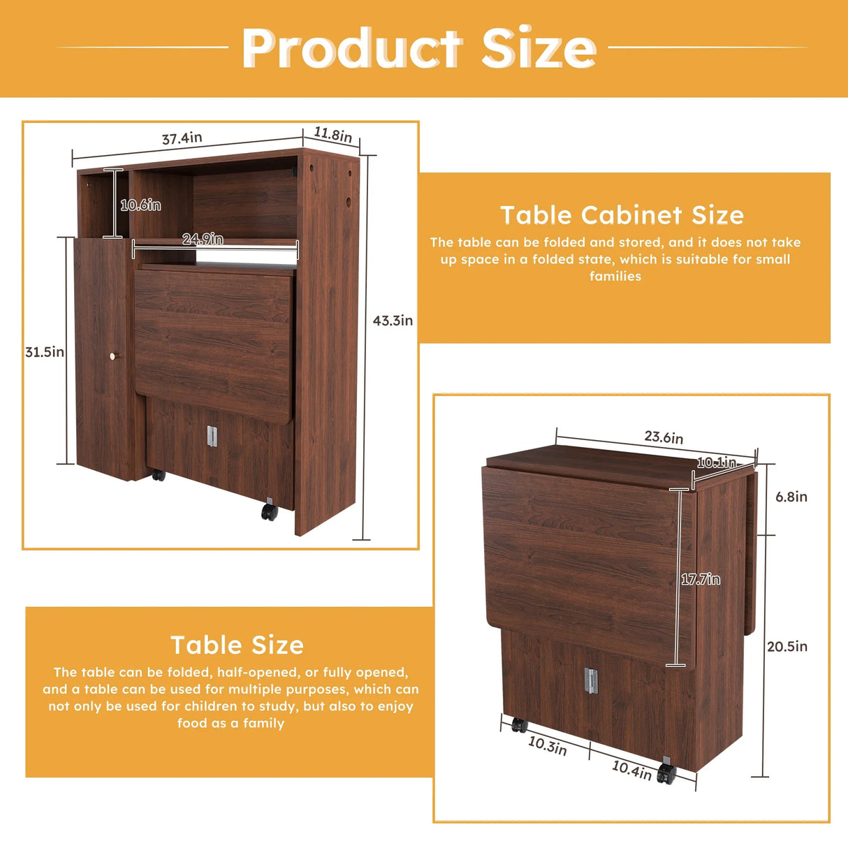 Multifunctional Folding Dining Table With Wall-Mounted Sideboard Storage - Omega Lifestyles