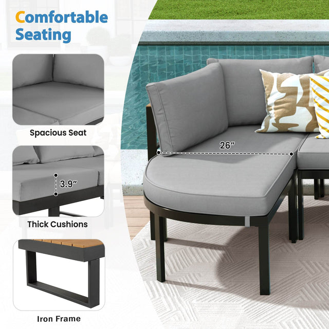 Modern Outdoor Sectional Patio Furniture Set With Cushions - Omega Lifestyles