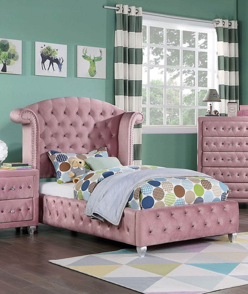 Glam Contemporary Fully Upholstered Velvet Queen Bed Frame