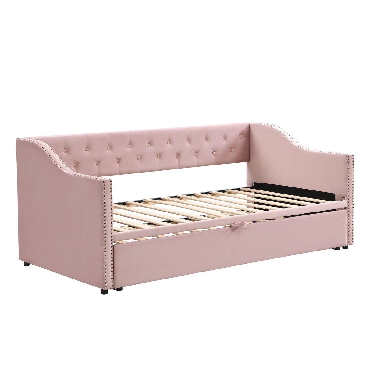 Twin Upholstered Velvet Daybed With Pop Up Trundle - Omega Lifestyles