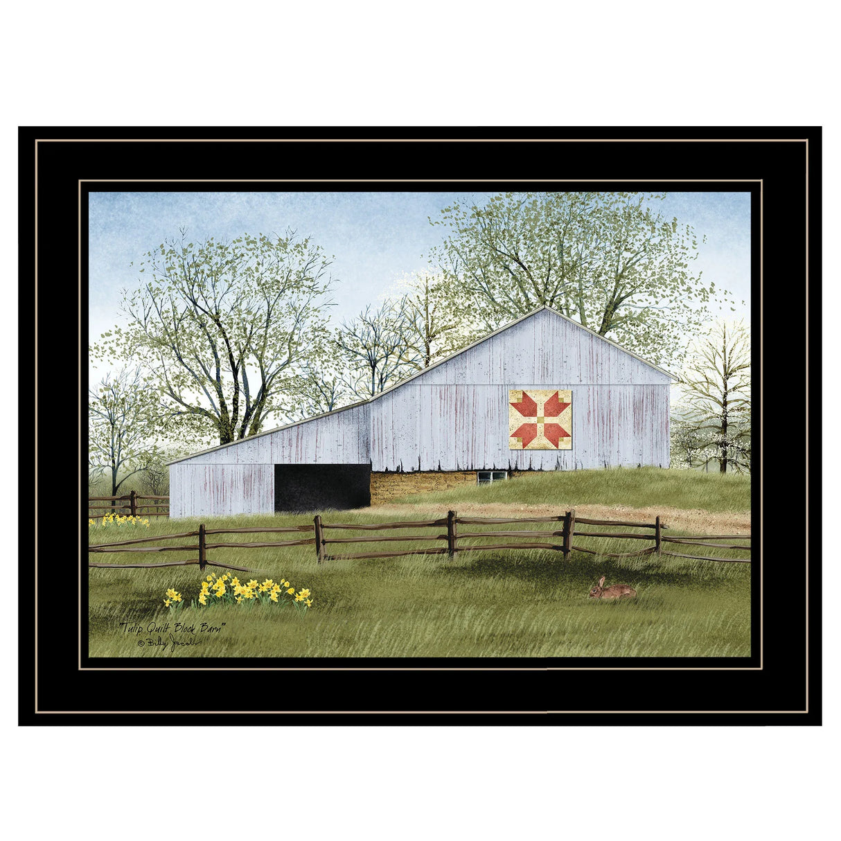 Framed Tulip Quilt Block Barn Wall Art Print - Omega Lifestyles