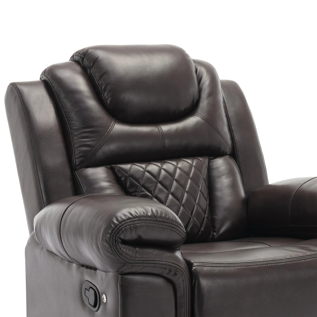 Manual Recliner Brown Faux Leather Chair With LED Light Strip - Omega Lifestyles